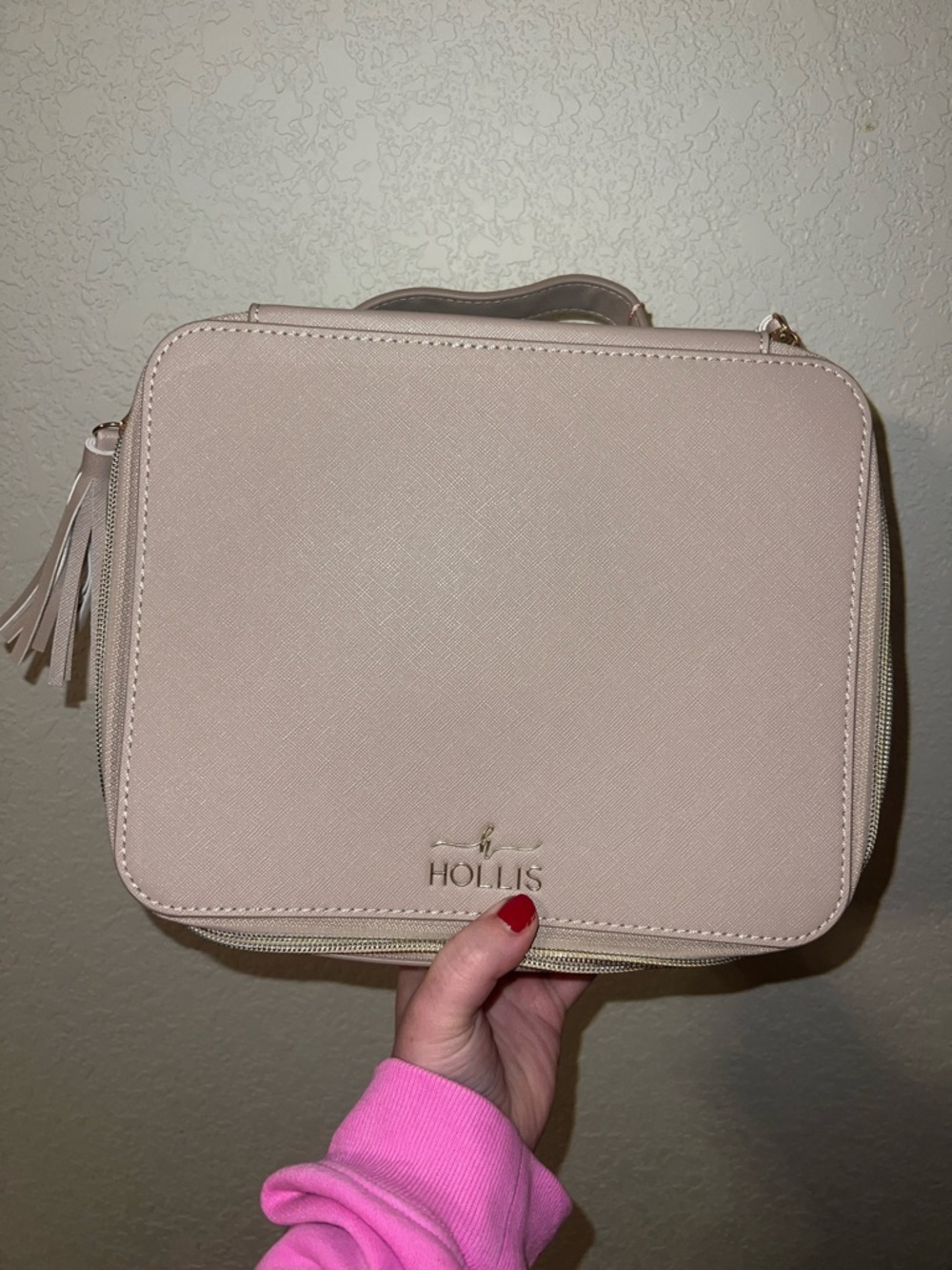 Hollis Blush Pink Structured Makeup Bag
